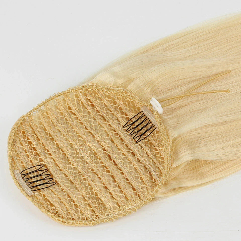 Straight Drawstring Ponytail #613 Blonde Clip In Hair Extensions 100% Unprocessed Human Hair Extensions For Women 16-26inches
