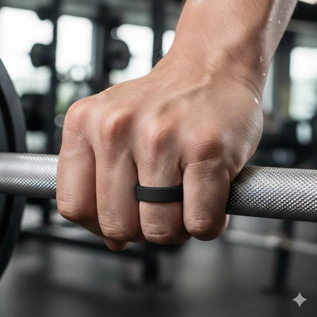 7 Pack Mens Silicone Wedding Bands, 8mm Wide Rubber Wedding Rings, Hypoallergenic Breathable Men's Silicone Ring for Him
