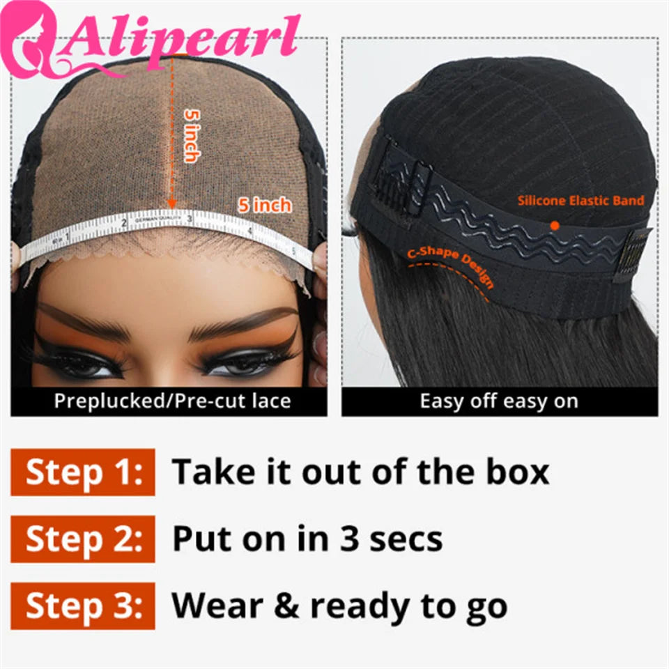 Ali Pearl Ready And Go Glueless Human Hair Wigs Straight 5x5 Lace Closure Wig Pre-Cut Pre Plucked Ready to Go Wigs For Women