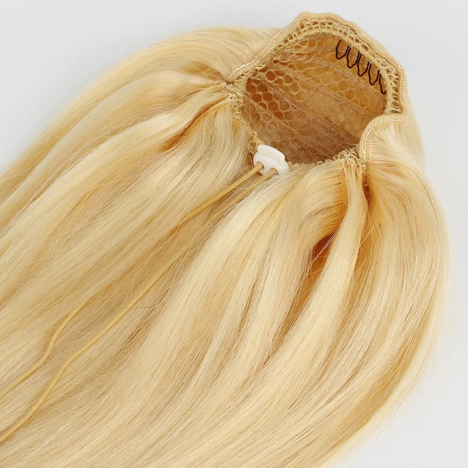 Straight Drawstring Ponytail #613 Blonde Clip In Hair Extensions 100% Unprocessed Human Hair Extensions For Women 16-26inches