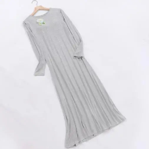 2025 New Nightgowns Women Spring Autumn Long Dress Modal Cotton Nightwear Nightdress Female Bra Padded Plus Size Nightshirt