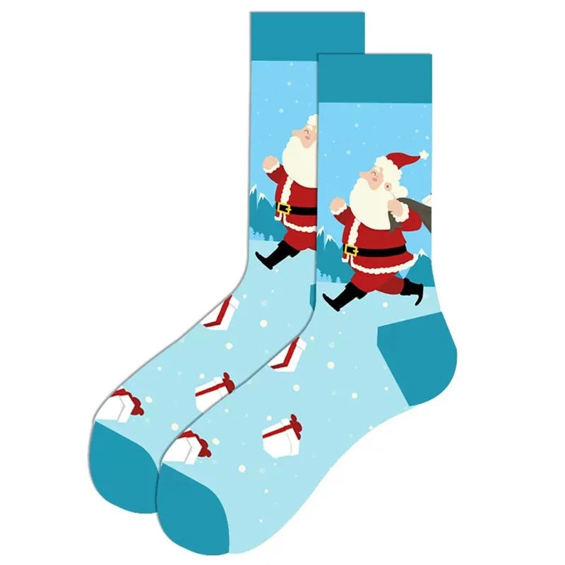 1 Pair of New Autumn Winter Christmas woman Socks Funny New Year Santa Claus Christmas Tree Snow Elk Gift Cotton Happy Men Socks