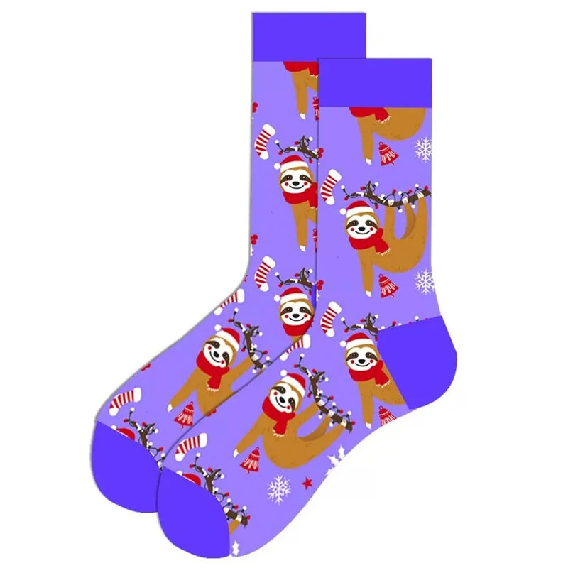 1 Pair of New Autumn Winter Christmas woman Socks Funny New Year Santa Claus Christmas Tree Snow Elk Gift Cotton Happy Men Socks