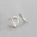 XIYANIKE Silver Color Creative Waves Design Ring Simple Irregular Handmade Wedding Jewelry for Women Size 17mm Adjustable