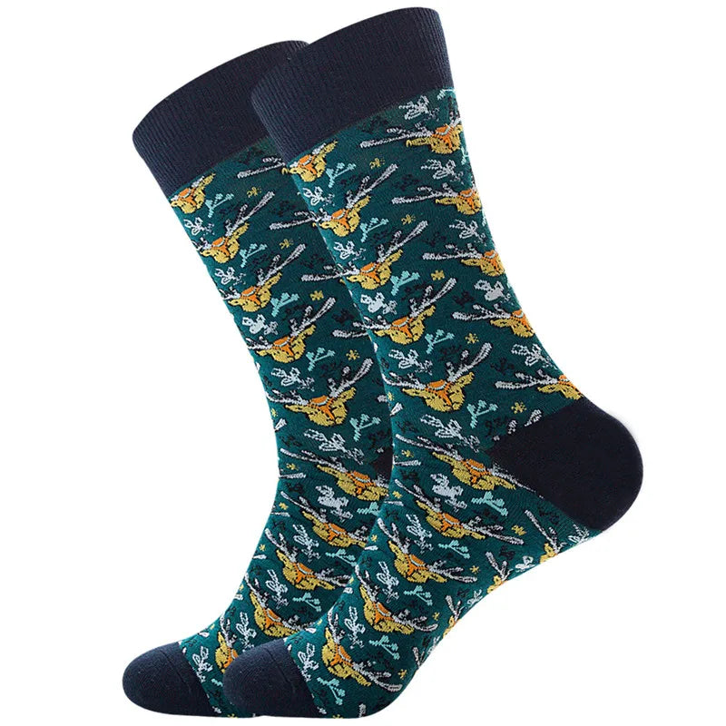 1 Pair of New Autumn Winter Christmas woman Socks Funny New Year Santa Claus Christmas Tree Snow Elk Gift Cotton Happy Men Socks