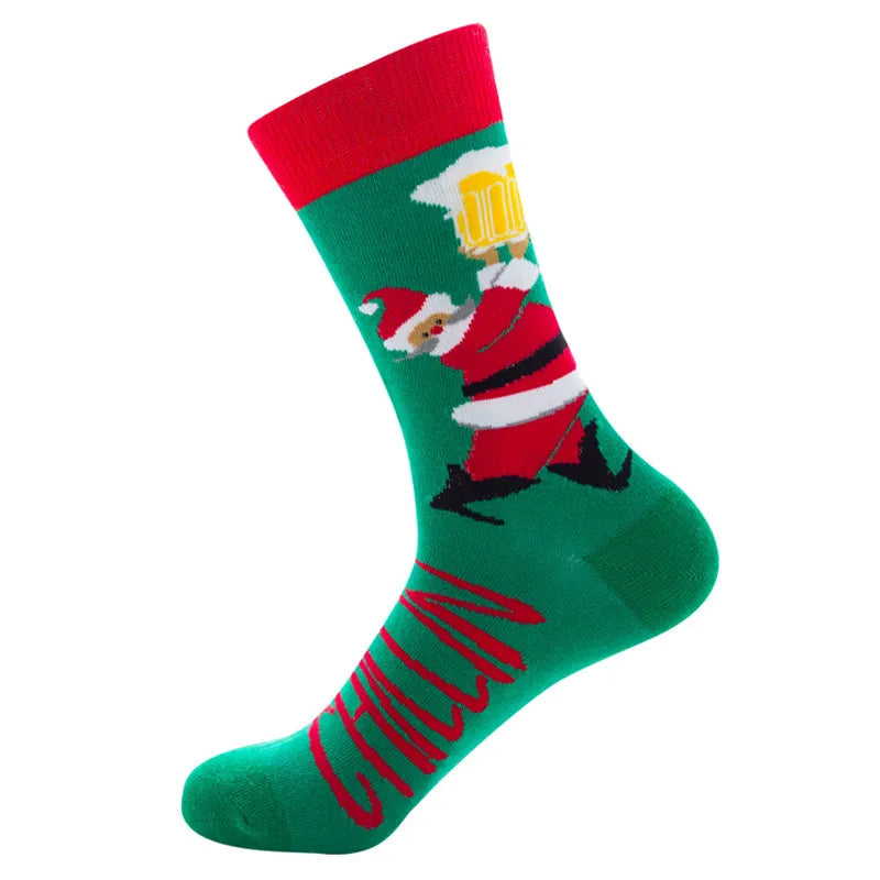 1 Pair of New Autumn Winter Christmas woman Socks Funny New Year Santa Claus Christmas Tree Snow Elk Gift Cotton Happy Men Socks
