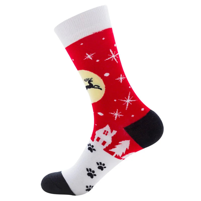 1 Pair of New Autumn Winter Christmas woman Socks Funny New Year Santa Claus Christmas Tree Snow Elk Gift Cotton Happy Men Socks