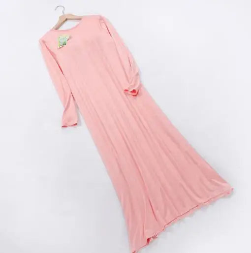 2025 New Nightgowns Women Spring Autumn Long Dress Modal Cotton Nightwear Nightdress Female Bra Padded Plus Size Nightshirt