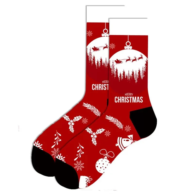 1 Pair of New Autumn Winter Christmas woman Socks Funny New Year Santa Claus Christmas Tree Snow Elk Gift Cotton Happy Men Socks