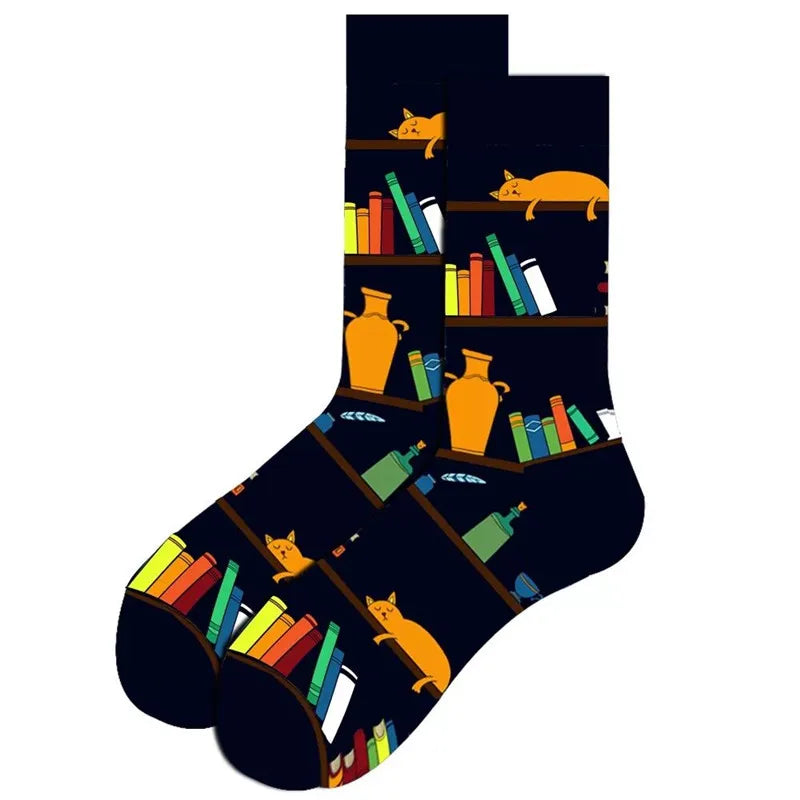 1 Pair of New Autumn Winter Christmas woman Socks Funny New Year Santa Claus Christmas Tree Snow Elk Gift Cotton Happy Men Socks