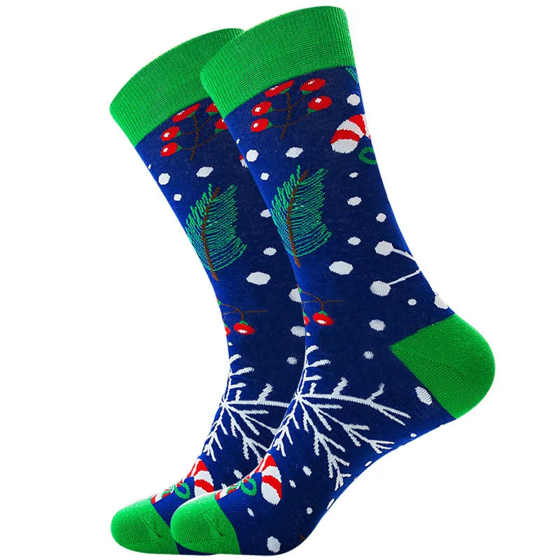 1 Pair of New Autumn Winter Christmas woman Socks Funny New Year Santa Claus Christmas Tree Snow Elk Gift Cotton Happy Men Socks