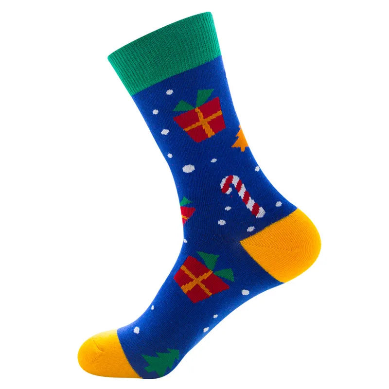1 Pair of New Autumn Winter Christmas woman Socks Funny New Year Santa Claus Christmas Tree Snow Elk Gift Cotton Happy Men Socks