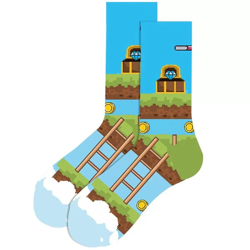 1 Pair of New Autumn Winter Christmas woman Socks Funny New Year Santa Claus Christmas Tree Snow Elk Gift Cotton Happy Men Socks