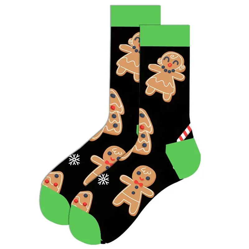 1 Pair of New Autumn Winter Christmas woman Socks Funny New Year Santa Claus Christmas Tree Snow Elk Gift Cotton Happy Men Socks
