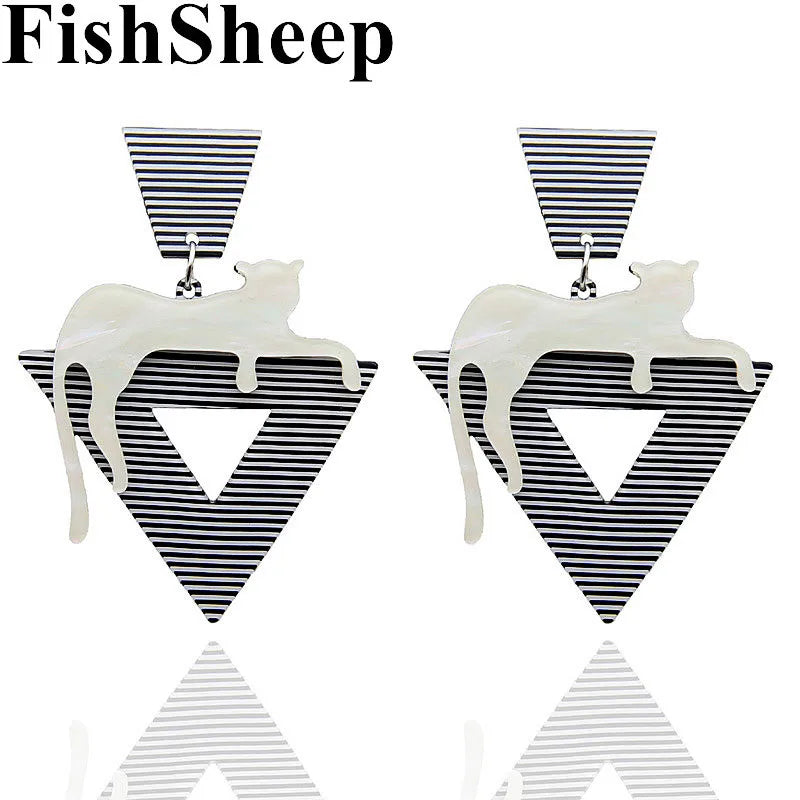 FishSheep Statement Acrylic Striated Leopard Drop Earring For Women Punk Big Resin Animal Dangle Earrings Fashion Party Jewelry