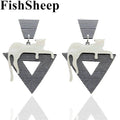 FishSheep Statement Acrylic Striated Leopard Drop Earring For Women Punk Big Resin Animal Dangle Earrings Fashion Party Jewelry