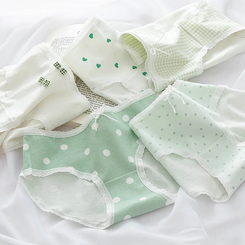 New Women's Cotton Underwear Sexy Printing Panties Fashion Girl Bow Briefs Mid Waist Seamless Underpants female Lingerie
