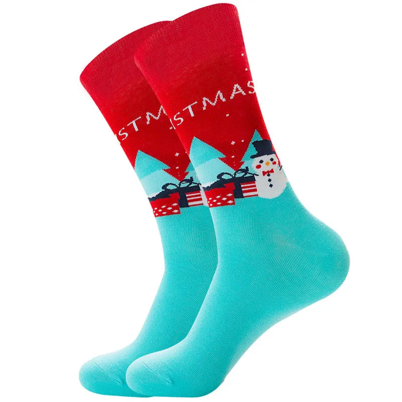 1 Pair of New Autumn Winter Christmas woman Socks Funny New Year Santa Claus Christmas Tree Snow Elk Gift Cotton Happy Men Socks