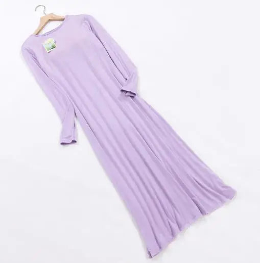 2025 New Nightgowns Women Spring Autumn Long Dress Modal Cotton Nightwear Nightdress Female Bra Padded Plus Size Nightshirt