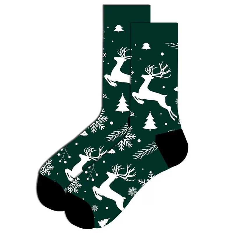 1 Pair of New Autumn Winter Christmas woman Socks Funny New Year Santa Claus Christmas Tree Snow Elk Gift Cotton Happy Men Socks