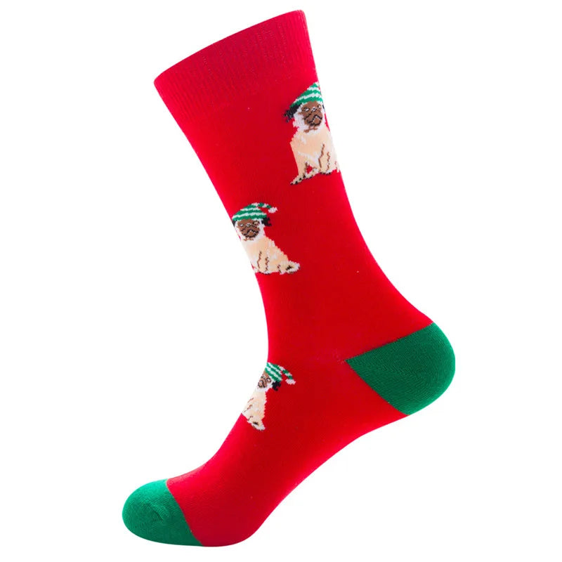 1 Pair of New Autumn Winter Christmas woman Socks Funny New Year Santa Claus Christmas Tree Snow Elk Gift Cotton Happy Men Socks