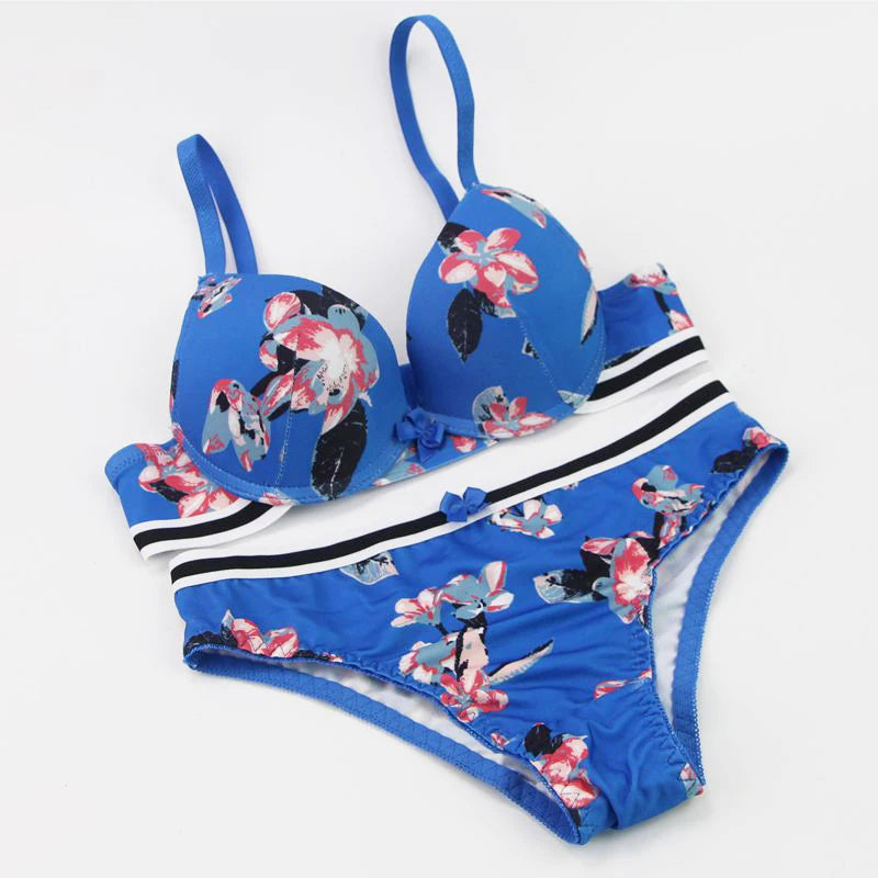 Nouvelle Seamless Brand Sexy Bow Floral Bras Pantes Set Push Up Underwear For Womens BCDE Cup Plus Size Lingerie