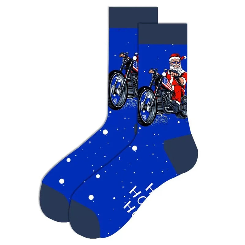 1 Pair of New Autumn Winter Christmas woman Socks Funny New Year Santa Claus Christmas Tree Snow Elk Gift Cotton Happy Men Socks