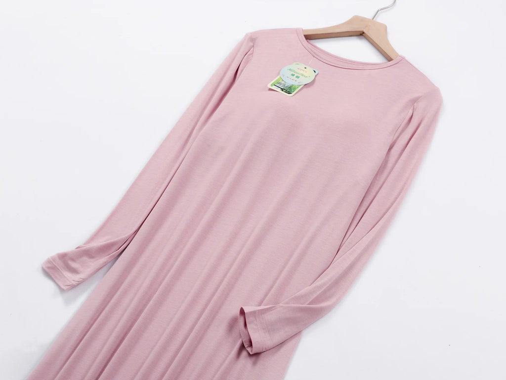 2025 New Nightgowns Women Spring Autumn Long Dress Modal Cotton Nightwear Nightdress Female Bra Padded Plus Size Nightshirt