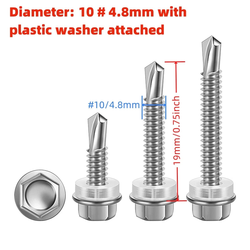 410 #8 #10 Stainless Hex Washer Head Self Drilling Screws 4.2mm/4.8mm Stainless Steel Self Tapping TEK Screws