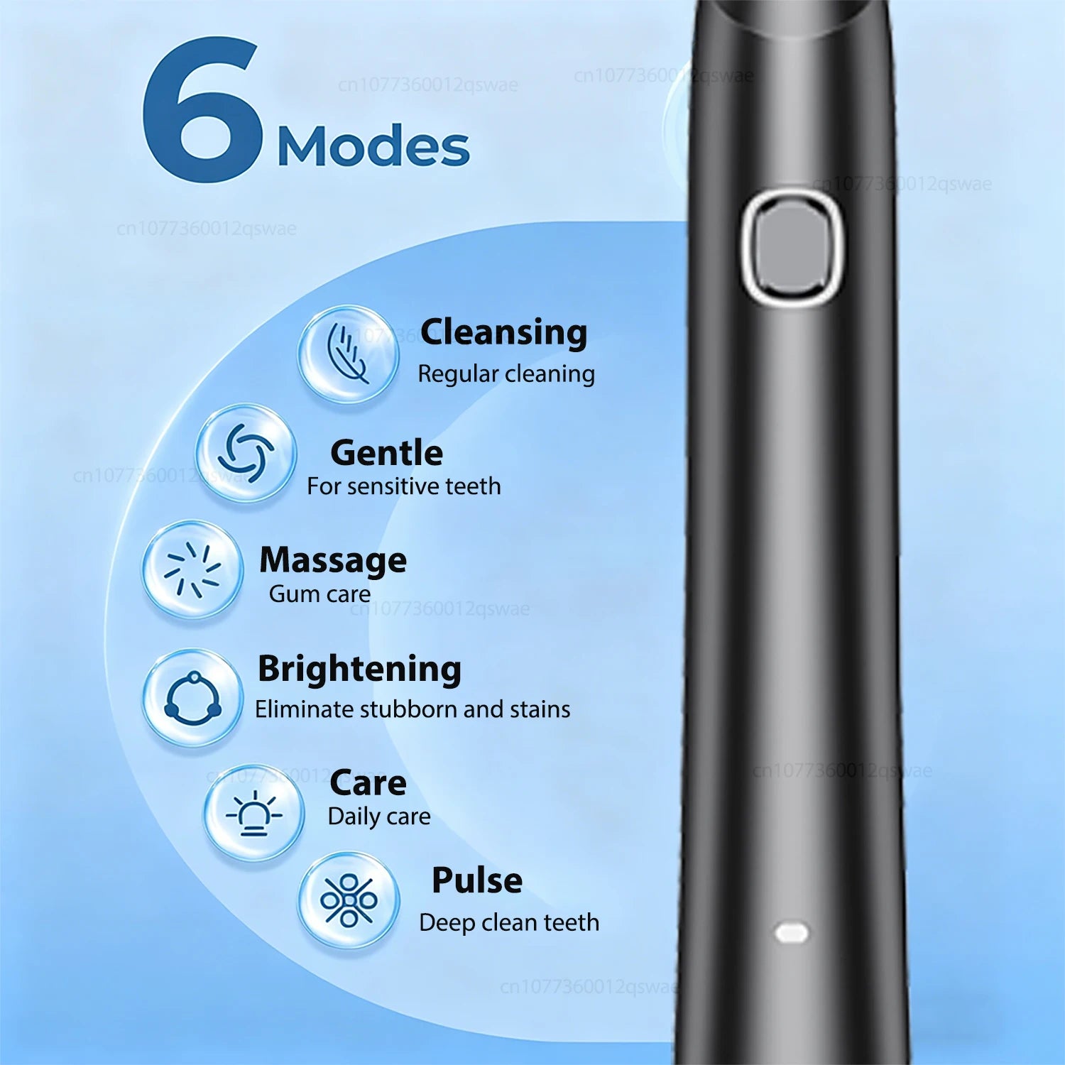 Electric Toothbrush for Adults Rechargeable with 6 Modes Smart Timer Sonic Toothbrush with 8 Brush Heads Travel Case
