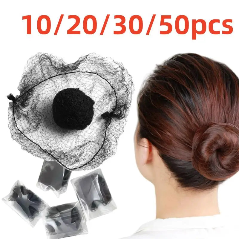 10/20/30/50Pcs Durable Nylon Hair Net For Bun Hair Hair style Tool Black Brown Hair Net For Wigs Mesh Hair Styling Hairnets