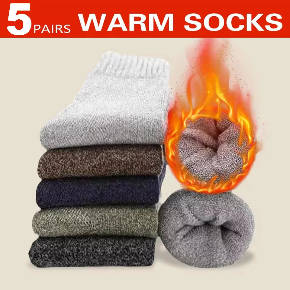 3 Pairs Winter Warm Thick Towel bottom Man Socks Wool Male Socks Slipper Socks Merino Wool Socks Against Cold Snow Socks 39-44