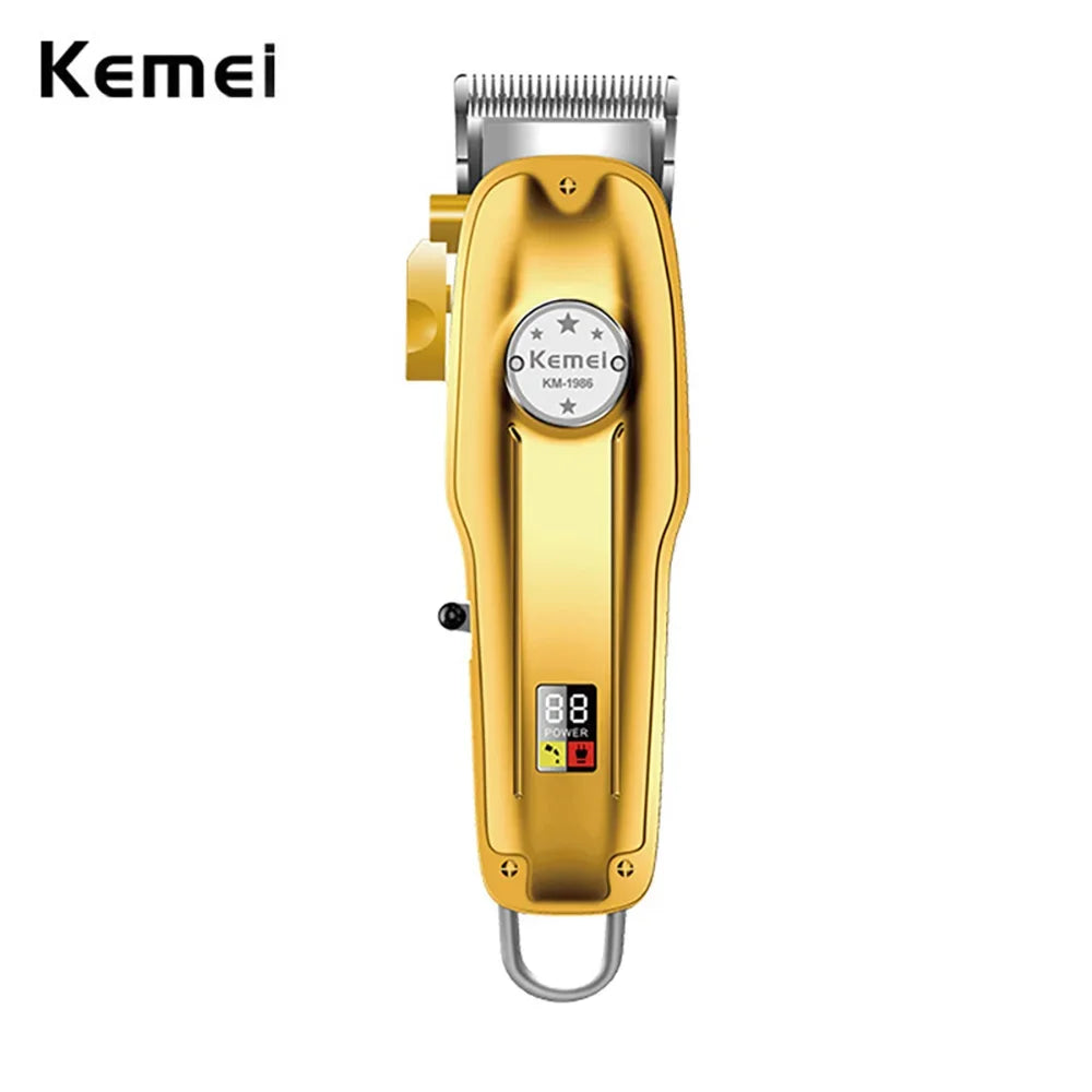 Kemei 1986 Hair Clipper Professional Barber Trimmer Lcd Display Electric Hair Cutting Machine USB Cordless Cutter Razor for Men