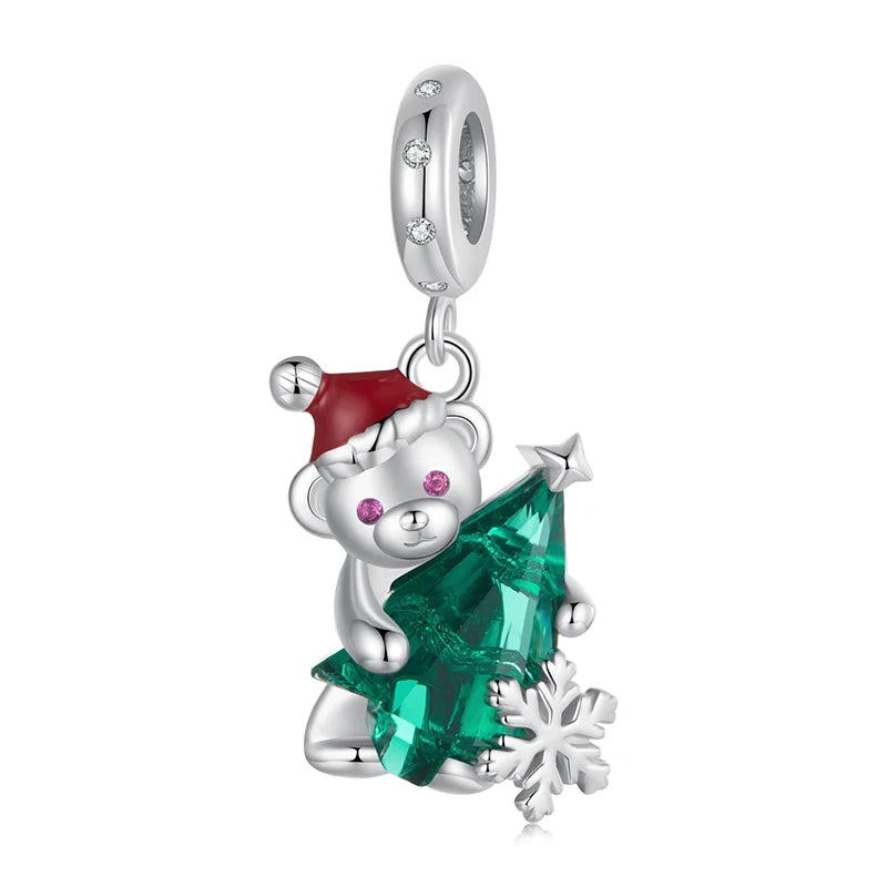 BAMOER Solid 925 Sterling Silver Xmas Series Charm Bead fit Original Bracelet DIY Bamoer Charm for Jewelry Making Christmas Gift