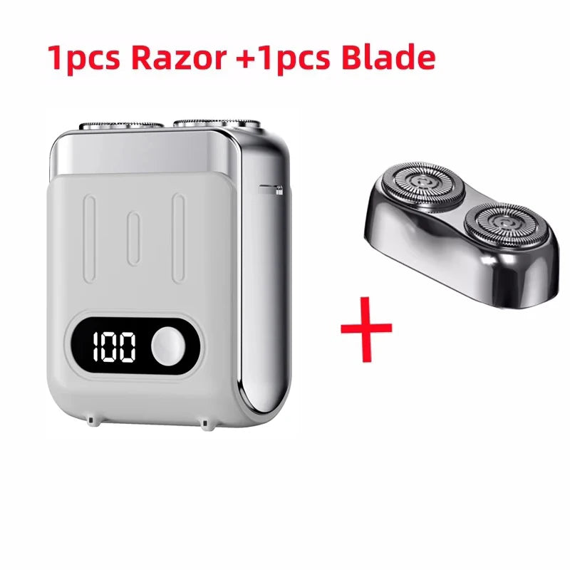2025 Mini Electric Smart Shaver Dual Blade Household Car Shaver Digital Display Rechargeable Shaver Powerful Beard Trimmer Tool