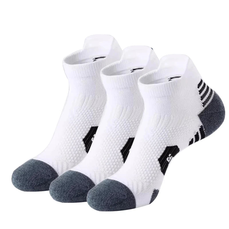 3 Pairs Professional MEN'S Sports Socks Outdoor Running Fitness Climbing Thick Quick Drying Towel Short Socks for Man 39-45