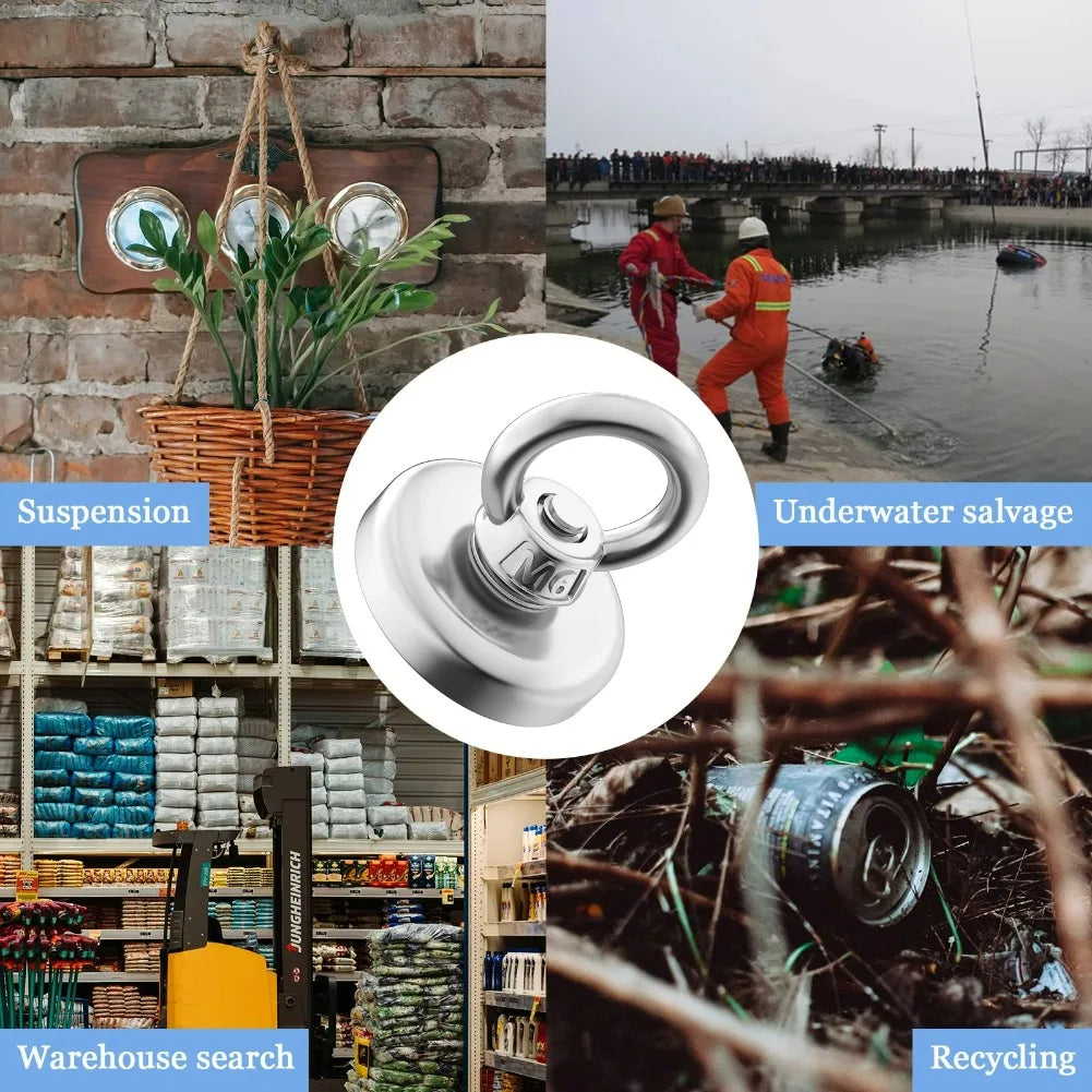Powerful Magnet Neodymium Magnets Fishing Heavy Duty Imanes Magnet with Countersunk Hole Eyebolt for Salvage Magnetic Fishing