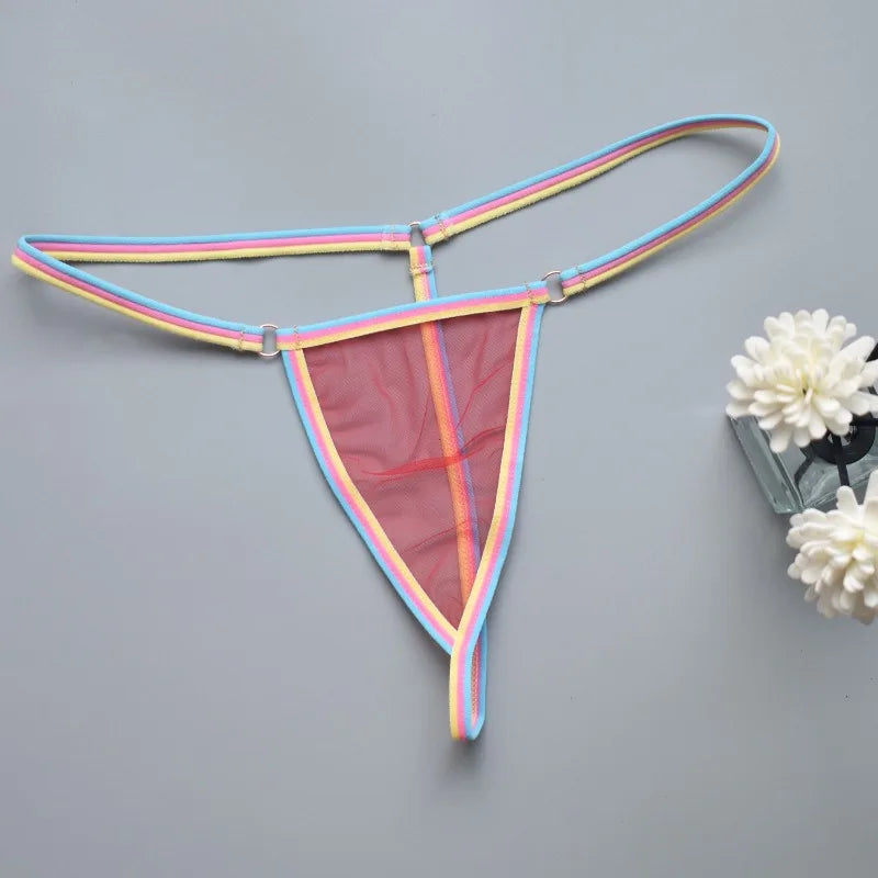 Women's thongs sexy and sexy candy colored super mini bikini couple game tempting women's underwear