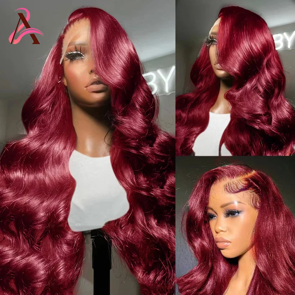 99j Burgundy Lace Front Human Hair Wig 13x4 Pre Plucked Transparent Lace Colored Body Wave 13x6 Hd Lace Frontal Wigs For Women