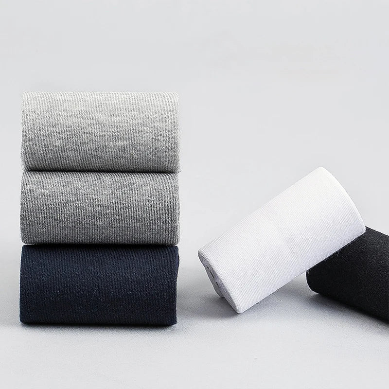 HSS 5/10 Pairs Men's Cotton Blend Socks Black Business Men Socks Soft Breathable Summer Winter for Male Socks Plus Size (6.5-14)