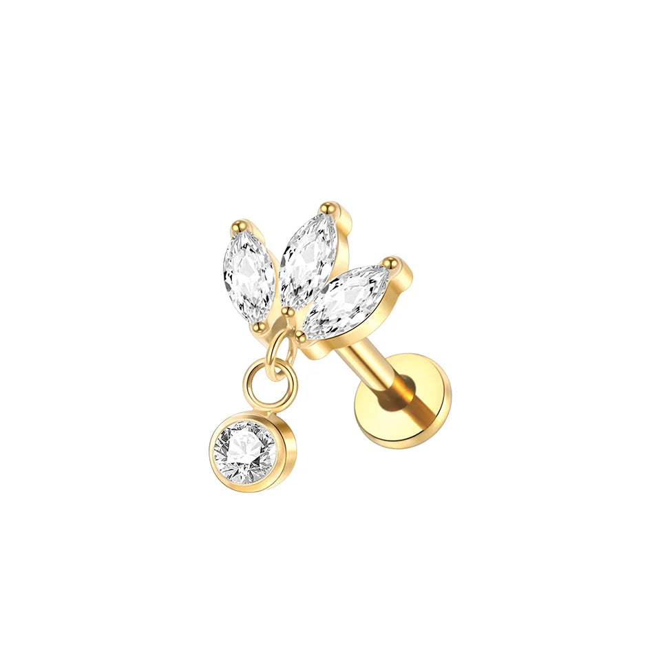 1PC G23 Titanium Star Moon Cross Stud Earring for Women Lip Rings Labret Piercing Ear Tragus Helix Piercings Body Jewelry