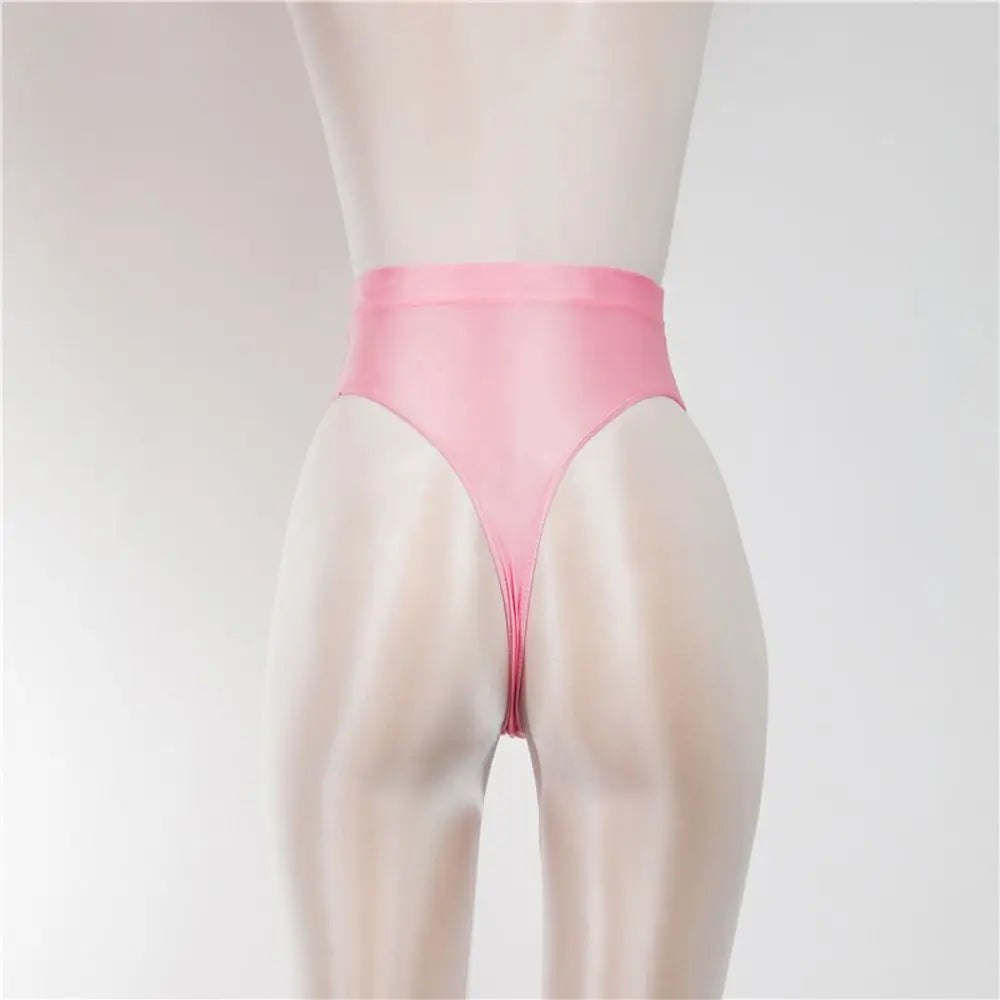 1PC M-XXL Design Women's Silky Shiny Sexy G-string High Waist Ultra-thin Satin Luster Sheer See Through Panties