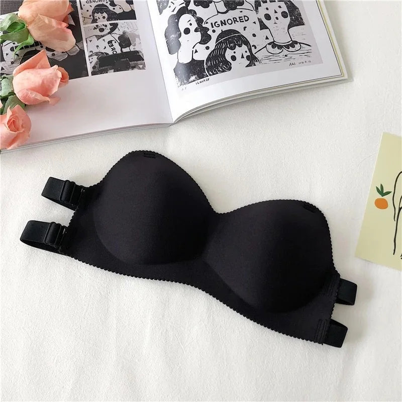 ZXYOUPING Women Invisible Bra Nu Bra Seamless Strapless Push Up Bra Backless Strap Free Size for Wedding Party