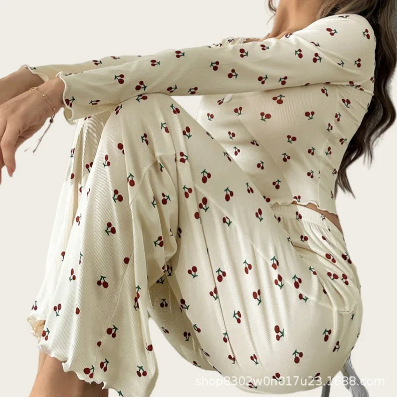 Sleepwear Women's Pajama Set for Women Long Sleeve Pajamas Ladies Home Set Female Pj Sets for Woman Homewear Nightwear Nightgown