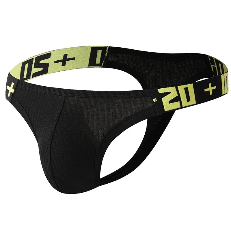 Men's Sexy Cotton Thongs Tanga Low Waist Breathable G-String Underwear T-Pants Gay Men String Briefs
