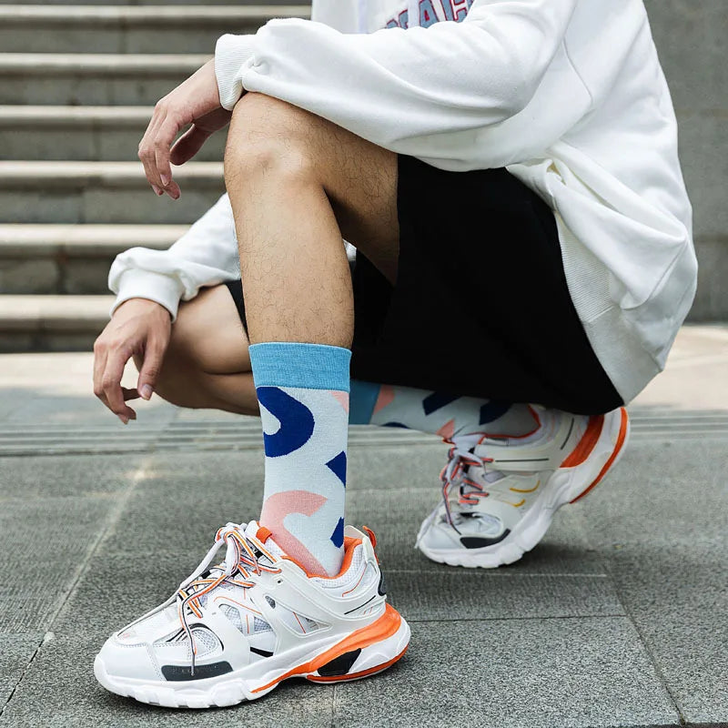 New Men's Socks European and American Fashion Street Socks Large Size Medium Tall Men's Socks