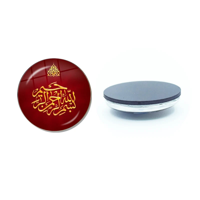 Muslim Islamic Allah Arab Muslim Ramadan Glass Gem Magnetic Refrigerator Stickers Note Holder Home Decor