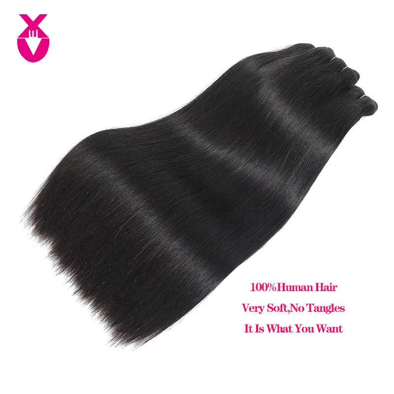 XVE 100% Straight Human Hair Bundles 1/3 Pcs Weave Bundles Human Hair Extensions Brazilian Virgin Natural Color Human Hair