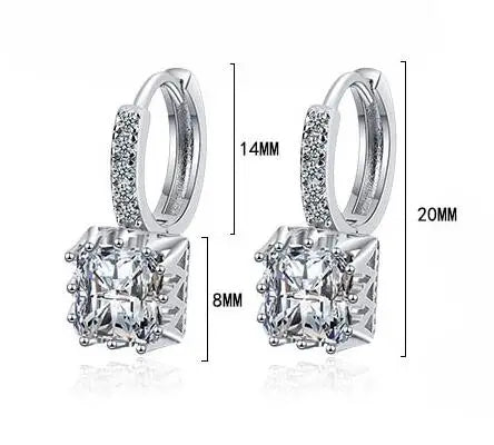 Princess Cut Created Pink Sapphire 925 Sterling Silver Square Hoop Earrings for Women Fashion Statement Gemstone Jewelry Huggies