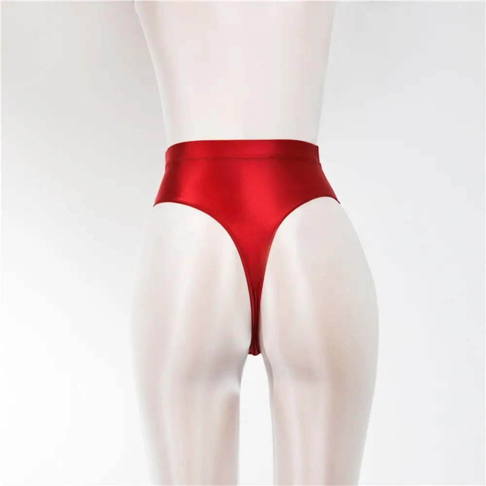 1PC M-XXL Design Women's Silky Shiny Sexy G-string High Waist Ultra-thin Satin Luster Sheer See Through Panties